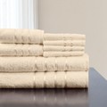 Hastings Home Hastings Home 8 Piece 100 Percent Cotton Plush Bath Towel Set - Bone 294370ARS